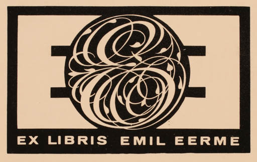 Exlibris by Villu Toots from Estonia for Emil Eerme - Monogram 