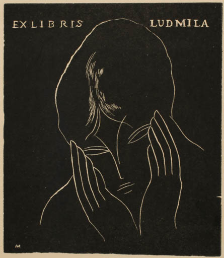 Exlibris by Rastislav Michal from Czech Republic for ? Ludmila - Woman Portrait 