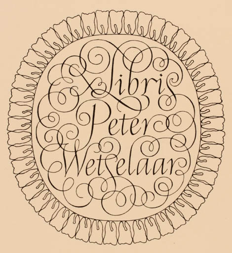 Exlibris by Pieter Wetselaar from Netherland for ? ? - Text/Writing 