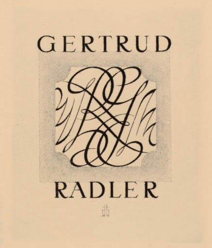 Exlibris by Hubert Woytiý-Wimmer from Austria for Gertrud Radler - Monogram 