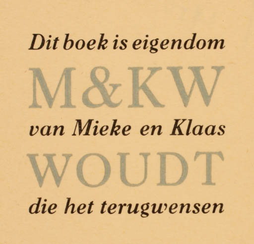 Exlibris by K. Woudt from Netherland for K. Woudt - Text/Writing 