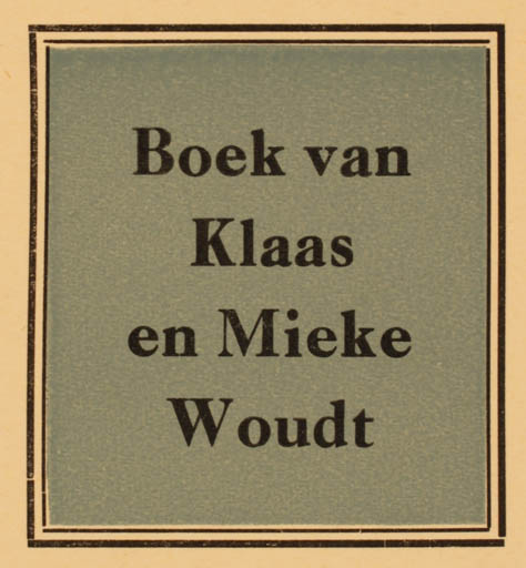 Exlibris by K. Woudt from Netherland for K. Woudt - Text/Writing 