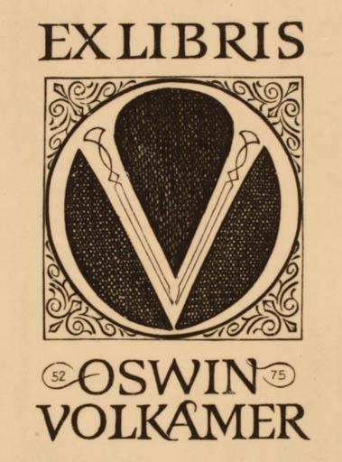 Exlibris by Oswin Volkamer from Germany for Oswin Volkamer - Monogram 