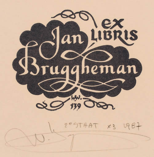 Exlibris by Walter Wuyts from Belgium for Jan Bruggheman - Text/Writing 