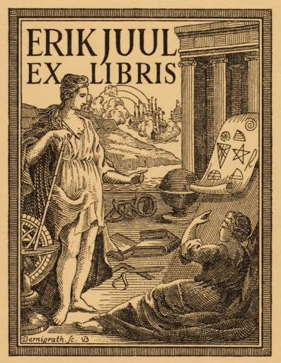 Exlibris by Viggo Bang from Denmark for Erik Juul - Classical antiquity 