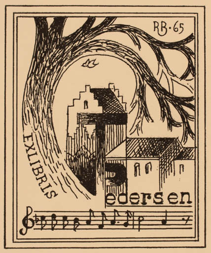 Exlibris by Rene von Barnekow from Denmark for Tage Brandt-Pedersen - Church Tree 