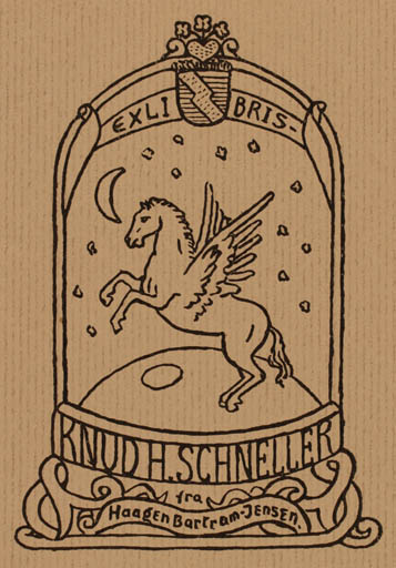 Exlibris by Haagen Bartram-Jensen from Denmark for Knud H. Schneller - Pegasus 