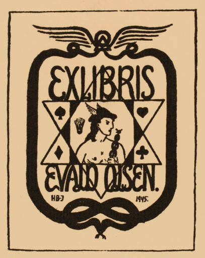 Exlibris by   from Denmark for Evald Olsen - Hermes Sport/game 