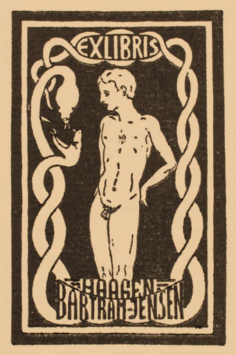 Exlibris by   from Denmark for ? ? - Fauna Man Nude 