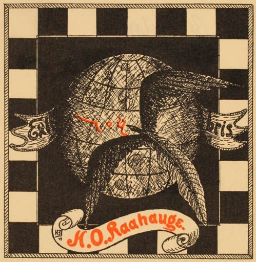 Exlibris by   from Denmark for H. O Raahauge - Bird Globe 