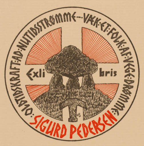 Exlibris by   from Denmark for Sigurd Pedersen - Viking 