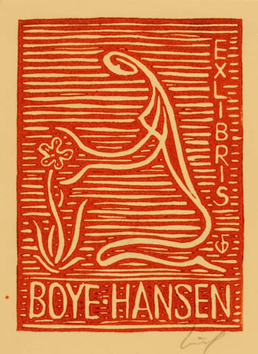 Exlibris by Chr. W. Bauditz from Denmark for Boye Hansen - 