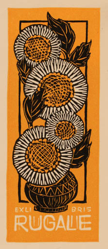 Exlibris by Chr. W. Bauditz from Denmark for Mariano Rugale - Flower 