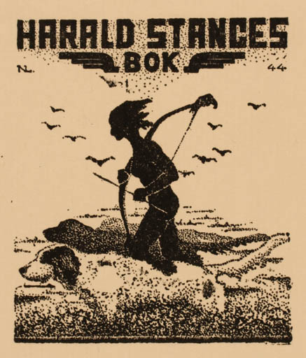 Exlibris by Normand Laheld from Norway for Harald Stanges - Dog Sport/game 