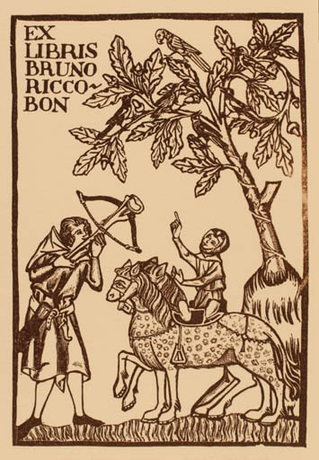 Exlibris by G. Molteni from Italy for Bruno Riccobon - Horse 