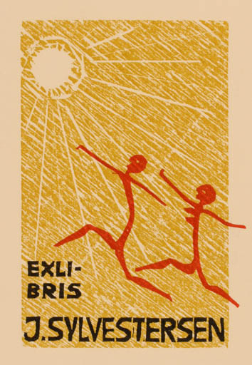 Exlibris by Chr. W. Bauditz from Denmark for Johs. Sylvestersen - Sun 