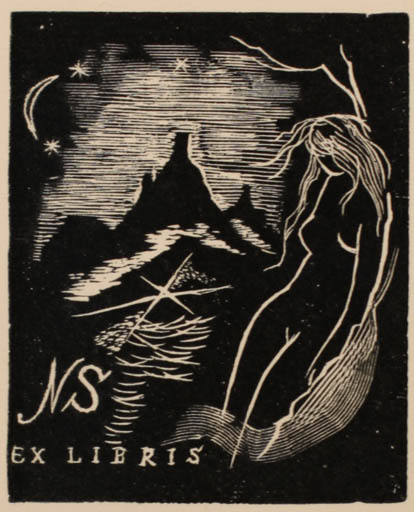 Exlibris by Rastislav Michal from Czech Republic for ? N. S. - Woman Scenery/Landscape 