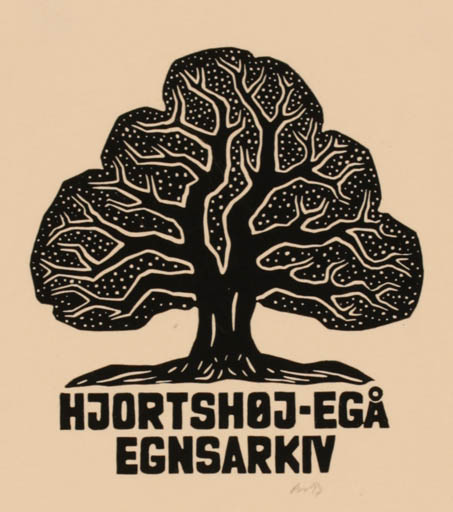 Exlibris by Chr. W. Bauditz from Denmark for ? Hjortshøj Egå Egnsarkiv - Tree 