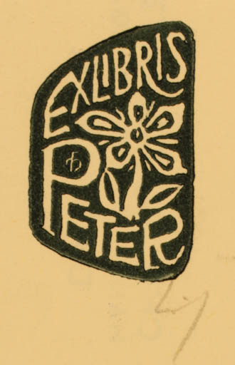 Exlibris by Chr. W. Bauditz from Denmark for Peter Bauditz - Flower 