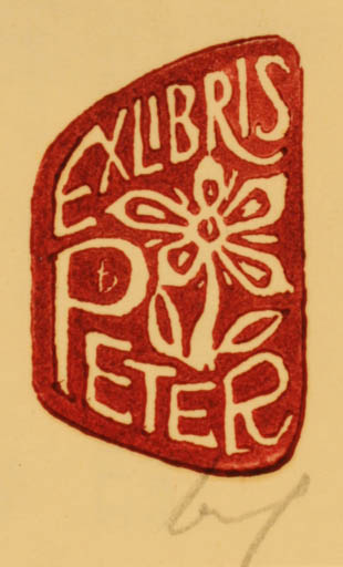 Exlibris by Chr. W. Bauditz from Denmark for Peter Bauditz - Flower 