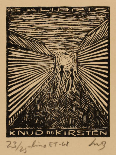 Exlibris by Chr. W. Bauditz from Denmark for Knud og Kirsten Troldborg - 