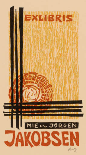 Exlibris by Chr. W. Bauditz from Denmark for Mie og Jørgen Jakobsen - Abstract 