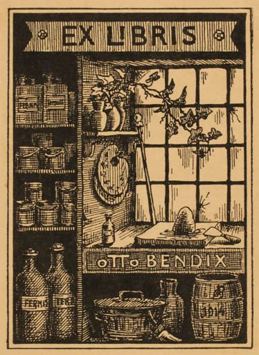 Exlibris by Otto Bendix from Denmark for Otto Bendix - Interior 