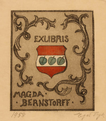Exlibris by Magda Bernsdorff from Denmark for Magda Bernsdorff - Heraldry 