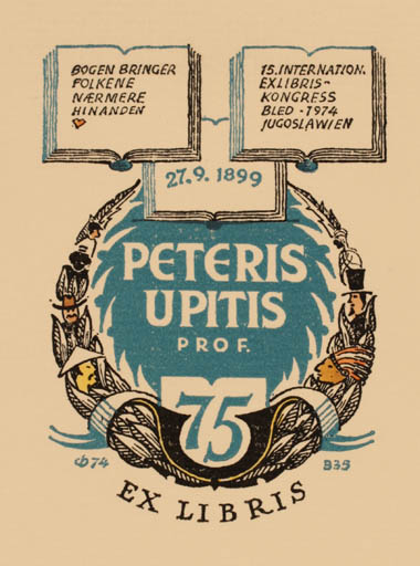 Exlibris by Christian Blæsbjerg from Denmark for Peteris Upitis - 