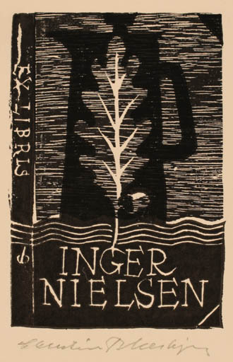 Exlibris by Christian Blæsbjerg from Denmark for Inger Nielsen - 