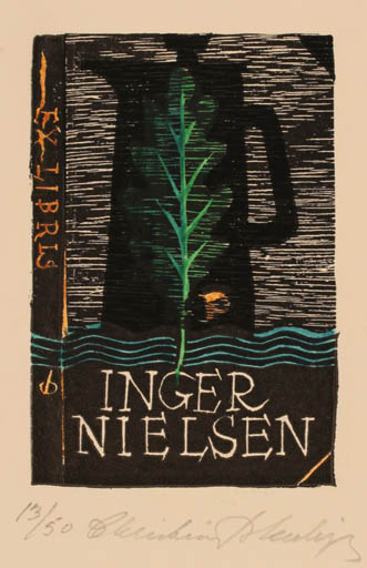 Exlibris by Christian Blæsbjerg from Denmark for Inger Nielsen - 