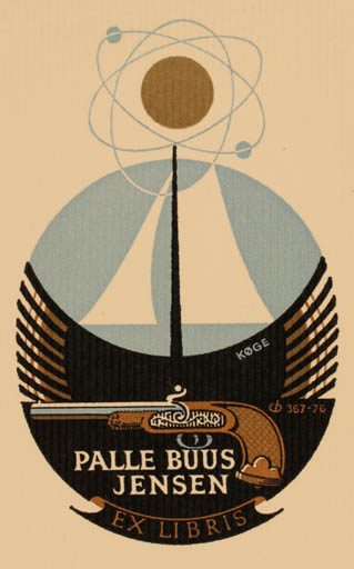 Exlibris by Christian Blæsbjerg from Denmark for Palle Buus Jensen - Maritime Science Weapon 