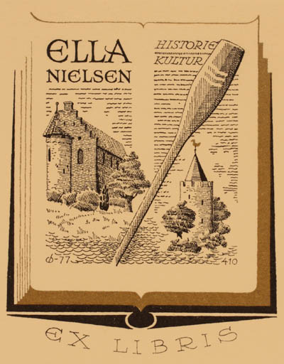 Exlibris by Christian Blæsbjerg from Denmark for Ella Nielsen - Book 