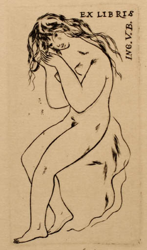 Exlibris by Rastislav Michal from Czech Republic for ? V. B. Ing. - Woman Nude 