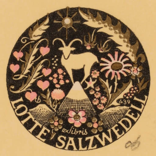 Exlibris by Christian Blæsbjerg from Denmark for Lotte Salzwedell - Flower 