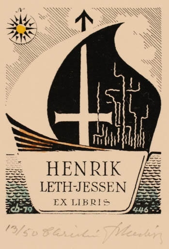 Exlibris by Christian Blæsbjerg from Denmark for Henrik Leth Jessen - 
