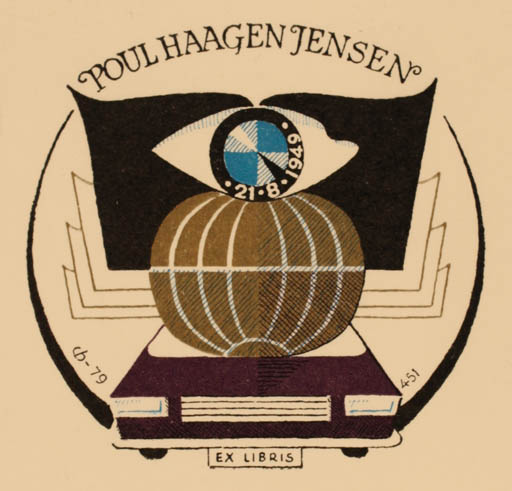 Exlibris by Christian Blæsbjerg from Denmark for Poul Haagen Jensen - Car 
