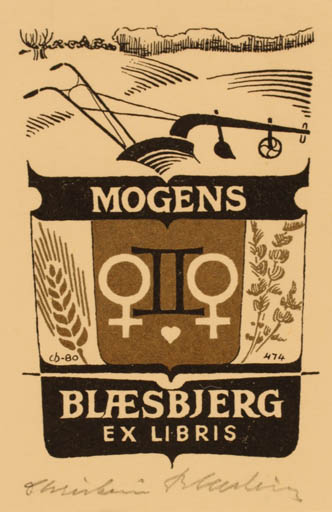 Exlibris by Christian Blæsbjerg from Denmark for Mogens Blæsbjerg - 