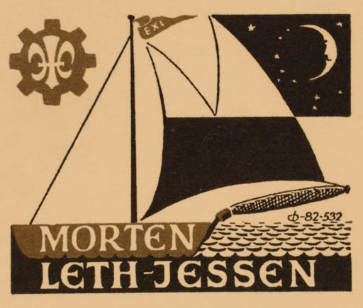 Exlibris by Christian Blæsbjerg from Denmark for Morten Leth Jessen - Ship/Boat 