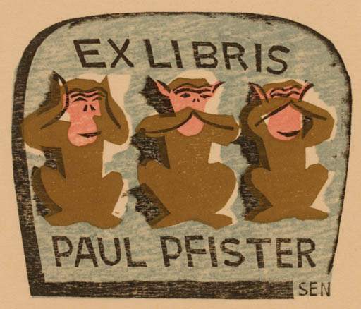 Exlibris by Senpan Maekawa from Japan for Paul Pfister - Fauna 