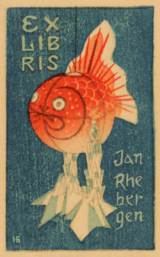 Exlibris by Hitoshi Seimiya from Japan for Jan Rhebergen - Fish 