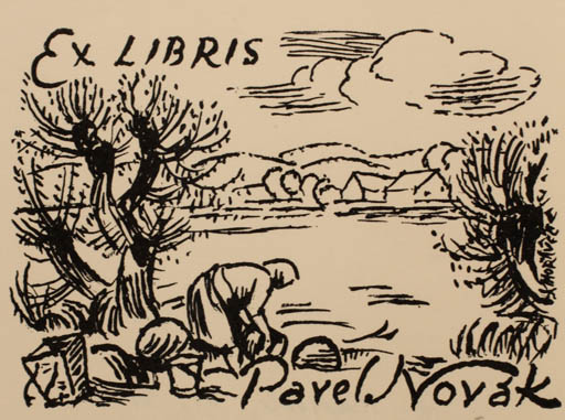 Exlibris by Alois Moravec from Czech Republic for Pavel Novak - Working Woman Scenery/Landscape 