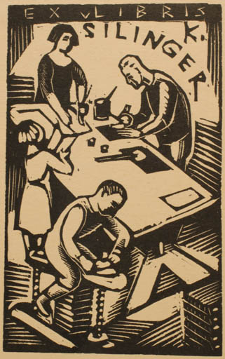 Exlibris by Alois Moravec from Czech Republic for K. Silinger - Working Group 