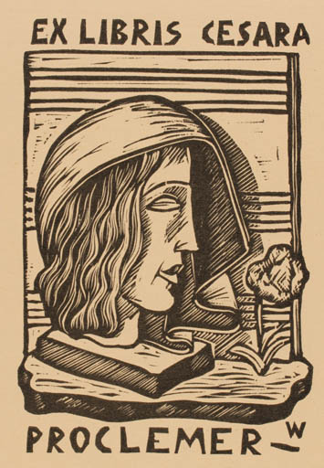 Exlibris by Remo Wolf from Italy for Vittore Proclemer - Portrait 