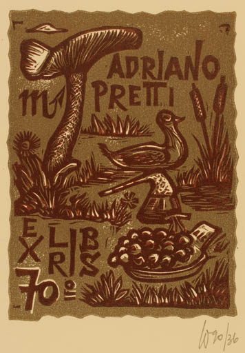 Exlibris by Remo Wolf from Italy for Adriano Pretti - 