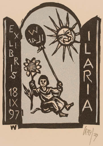 Exlibris by Remo Wolf from Italy for ? ? - Child Sun 