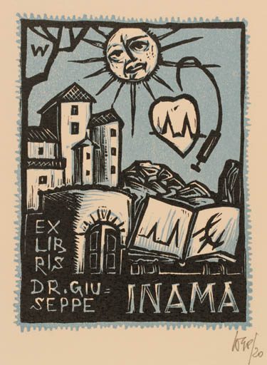 Exlibris by Remo Wolf from Italy for Dr. Giuseppe Inama - Architecture Sun 