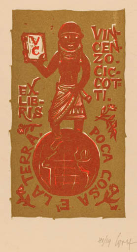 Exlibris by Remo Wolf from Italy for Dr. Vincenzo Ciccotti - Globe 