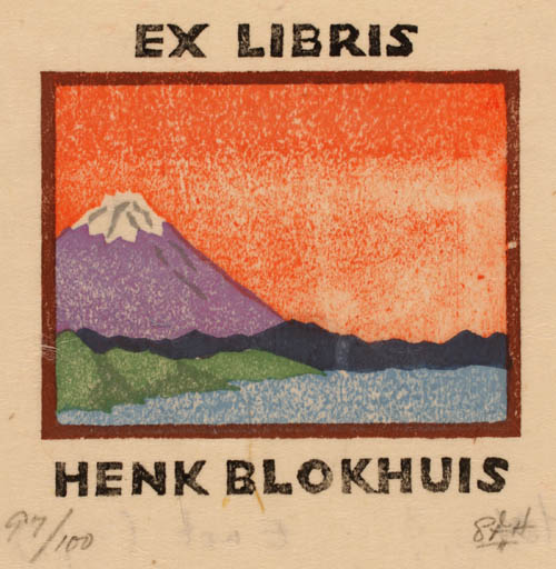 Exlibris by Peter F. Hosokawa from Japan for Henk Blokhuis - Mountain Scenery/Landscape 