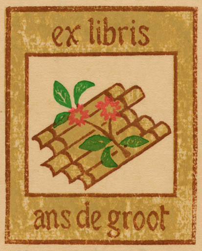 Exlibris by Peter F. Hosokawa from Japan for Ans de Groot - Flower 